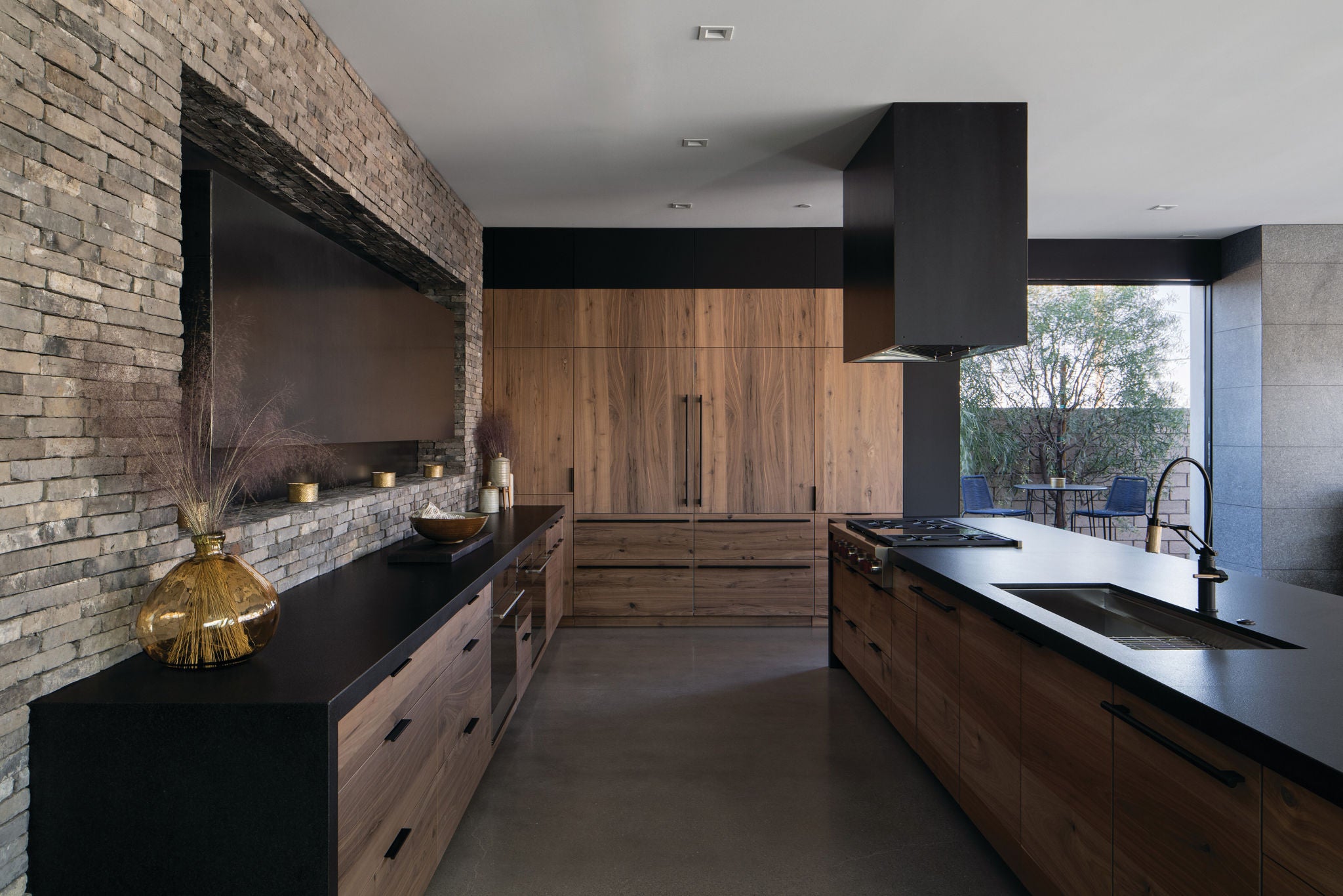 Integrated Sub-Zero refrigeration in a modern wood kitchen